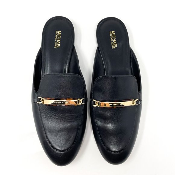 Michael Kors Nadia Leather Slide Loafer Mules Shoes Black Sz 9 - Picture 3 of 8